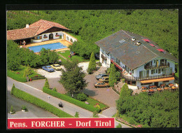 Cartolina Dorf Tirol Bei Meran, Pension Forcher Aus Der Vogelschau  - Other & Unclassified