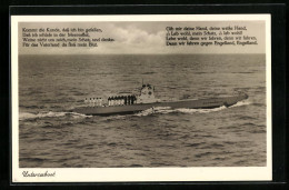 AK Deutsches U-Boot Mit Der Mannschaft An Deck  - Warships