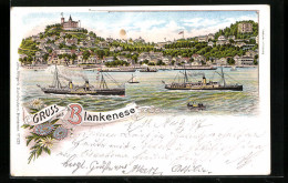 Lithographie Hamburg-Blankenese, Ortsansicht Mit Dampfern  - Blankenese