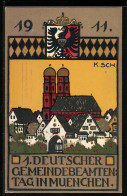 Steindruck-AK München, 1. Deutscher Gemeindebeamtentag 1911, Frauenkirche  - Sonstige & Ohne Zuordnung