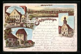 Lithographie Sachsenhagen, Gasthof Zum Stadtkeller, Altes Schloss, Rathaus  - Other & Unclassified