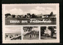 AK Trassenheide, Ortsansicht, Strand, Bahnhof Und Hauptstrasse  - Autres & Non Classés