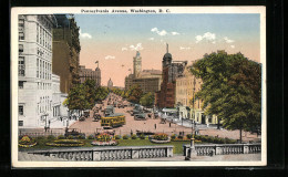 AK Washington D. C., Pennsylvania Avenue, Strassenbahn  - Tramways