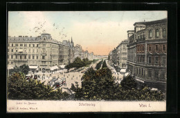 AK Wien, Schottenring Mit Strassenbahn Und Hotel De France  - Tramways