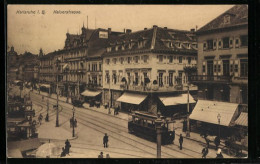 AK Karlsruhe I. B., Strassenbahn In Der Kaiserstrasse  - Strassenbahnen