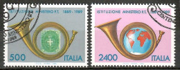 Italien 1989, MiNr. 2088 - 2089; 100 J. Ministerium Für Das Post- Und Fernmeldewesen, Alb. 05 - 1981-90: Afgestempeld