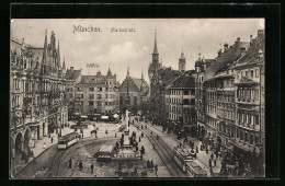 AK München, Strassenbahnen Am Marienplatz  - Tramways