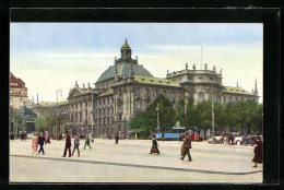 AK München, Karlsplatz Mit Justizpalast Und Strassenbahn  - Tramways