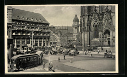 AK Köln, Domplatz Mit Hauptbahnhof Und Strassenbahn  - Tramways