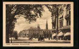 AK Wiesbaden, Strassenbahn In Der Wilhelmstrasse  - Tramways