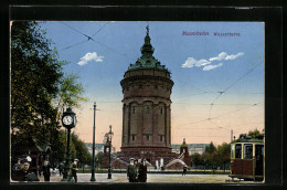 AK Mannheim, Strassenbahn Am Wasserturm  - Tram