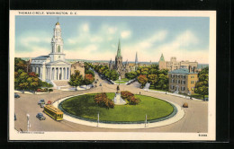 AK Washington D. C., Thomas Circle, Strassenbahn  - Tram