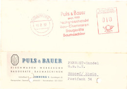 Germany Meter-stamp Red. 1957 PULS & BAUER Baummaschine (wood. Timber) Machine - Fabbriche E Imprese