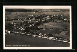 AK Chieming Am Chiemsee, Gesamtansicht Vom Flugzeug Aus  - Autres & Non Classés