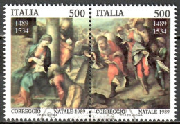 Italien 1989, MiNr. 2099 - 2100 (paar); Weihnachten, Alb. 05 - 1981-90: Used
