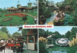 SALUTI DA GARDALAND - CASTELNUOVO DEL GARDA - VERONA - LA CITTA' DEI DIVERTIMENTI - 4 VEDUTE - 1987 - Verona