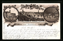 Lithographie Frankfurt-Sachsenhausen A. M., Gesamtansicht, Römer Mit Römerberg, Kaisersaal  - Frankfurt A. Main