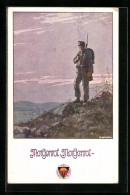 Künstler-AK Ernst Kutzer: Soldat Auf Einem Berg Im Morgenrot, Deutscher Schulverein Nr. 662  - Guerre 1914-18