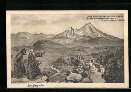 AK Berchtesgaden, Totale Vom Berg Aus Gesehen, Zwei Mönche Am Ortsrand  - Berchtesgaden