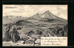 AK Berchtesgaden, Totalansicht, Zwei Mönche Am Ortsrand  - Berchtesgaden