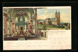 Lithographie Vierzehnheiligen, Kirche, Aussen- Und Innenansicht  - Autres & Non Classés