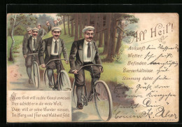 Lithographie All Heil!, Fahrradtour Einer Burschenschaft  - Other & Unclassified