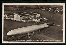 AK Friedrichshafen /Bodensee, Landung Des Luftschiffs Graf Zeppelin, Fliegeraufnahme  - Dirigeables