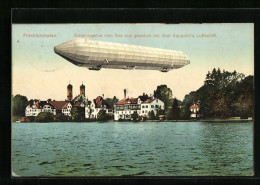 AK Friedrichshafen, Schlosspartie Vom See Aus Gesehen Mit Graf Zeppelin`s Luftschiff  - Luchtschepen