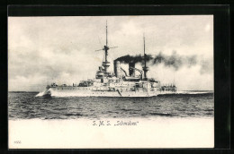 AK Kriegsschiff SMS Schwaben Unter Volldampf  - Krieg