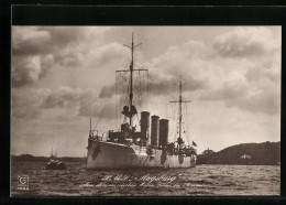 AK Kriegsschiff SMS Augsburg Vor Anker  - Oorlog