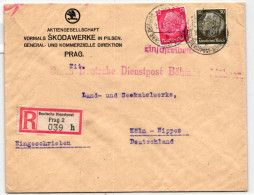 Deutsches Reich 519, 523 Auf Brief Deutsche Dienstpost Böhmen Mähren #KT606 - Other & Unclassified