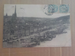 CPA -  AU PLUS RAPIDE -  ROUEN - LES QUAIS ET LE PORT   -   VOYAGEE TIMBREE 1905 - Rouen