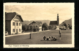 AK Anger, Dorfplatz Mit Untersberg, Gasthaus Alpenhof  - Other & Unclassified