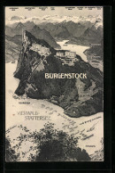 Künstler-AK Bürgenstock, Ortsansicht Mit Vierwaldstättersee  - Other & Unclassified