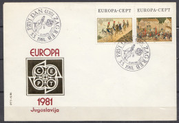 ⁕ Yugoslavia 1981 ⁕ EUROPA CEPT Mi.1883-1884 ⁕ FDC Cover - Usati