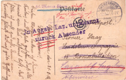 Germany 1914 Mail To Wounded Shouldier In Hospital. Returned Pc - Militaria