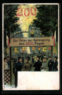 AK Zur Feier Der Sprengung Des Hundertsten Tages, Reservesoldaten Mit Frauen  - Guerre 1914-18