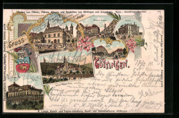 Lithographie Göttingen, Villa Rohns, Kaiser Wilhelm-Park, Weenderstrasse Und Theater  - Theatre