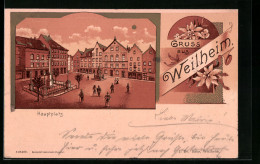 Lithographie Weilheim, Partie Am Hauptplatz  - Weilheim