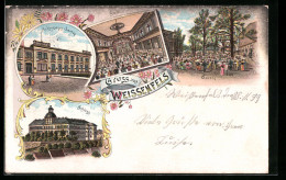 Lithographie Weissenfels, Schumanns Garten, Saal, Schloss  - Weissenfels