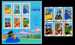FRANCE 2007 100 YEARS OF TINTIN TRIBUTE TO HARGE COMICS COMPLETE SET WITH MINIATURE SHEET MS MNH - Fumetti
