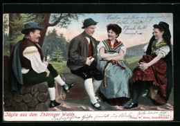 AK Idylle Aus Dem Thüringer Walde, Thüringische Tracht  - Costumes