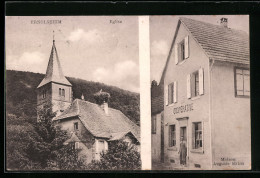 CPA Ernolsheim, Maison Auguste Strins, Eglise  - Sonstige & Ohne Zuordnung