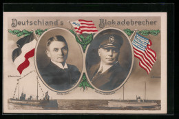 AK Deutschland`s Blockadebrecher Kapitän König & Schwartzkopf, U-Boot  - Oorlog