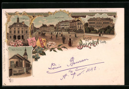 Lithographie Bolchen I. Loth., La Place Du Marché, Kaiserl. Kreisdirection, Kath. L'Église, Stadthaus  - Autres & Non Classés