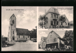 CPA Waldighofen, L'Église, Spezereihandlung Von F. Noei, Gasthaus Zum Goldenen Lamm  - Other & Unclassified