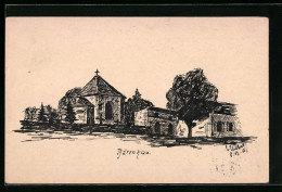 Künstler-AK Handgemalt: Bärenklau, Kapelle Im Ort  - 1900-1949