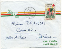 CAMEROUN ENV 1958 EDEA TIMBRE SEUL SUR LETTRE AVION SURTAXE CROIX ROUGE  => FRANCE - Kamerun (1960-...)