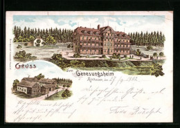 Lithographie Mühlhausen, Genesungsheim, Ortspartie  - Sonstige & Ohne Zuordnung