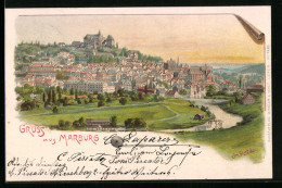 Künstler-AK Erwin Spindler: Marburg, Panoramablick Auf Die Stadt  - Other & Unclassified